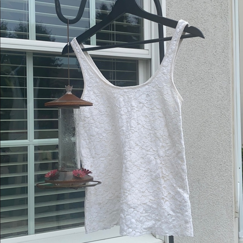 American Eagle Outfitters White Lace Tank Top, Size XS
